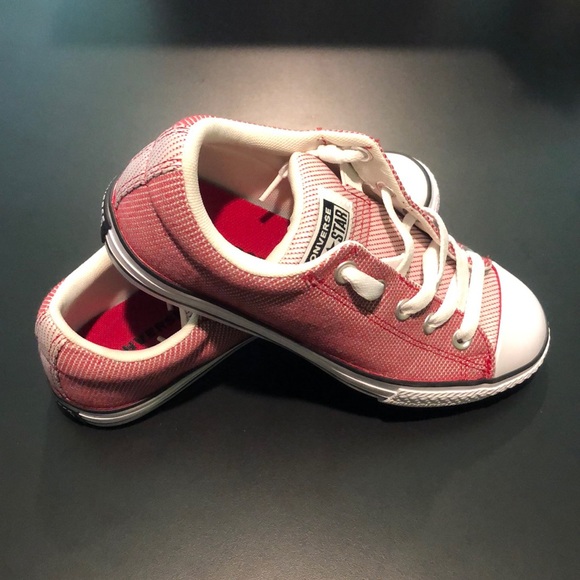 Red and White Low Top Converse - Picture 2 of 6